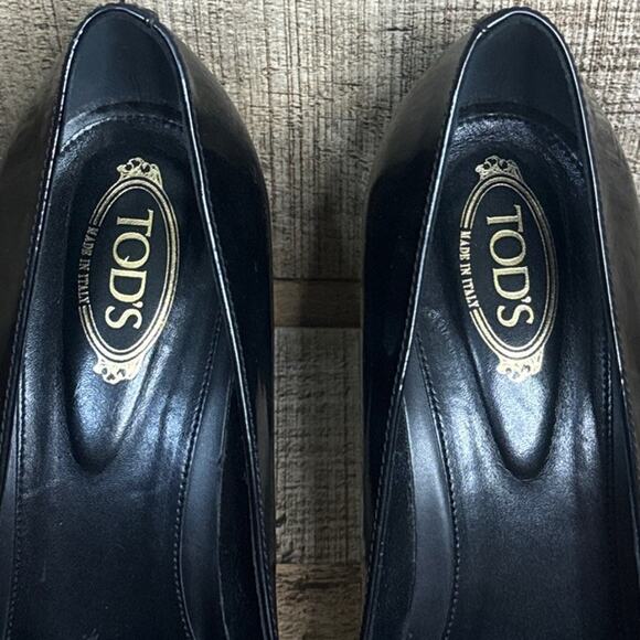 Tod's Black Patent Leather Square Toe Block Heels Size 41 10.5 11 - Picture 11 of 11